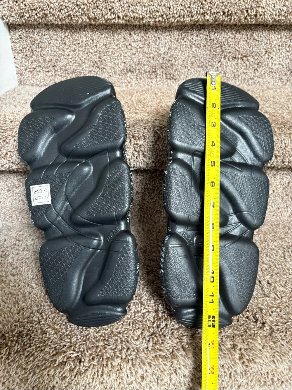 Champion Men’s Black Platform Slides with White Graphic Logo Print